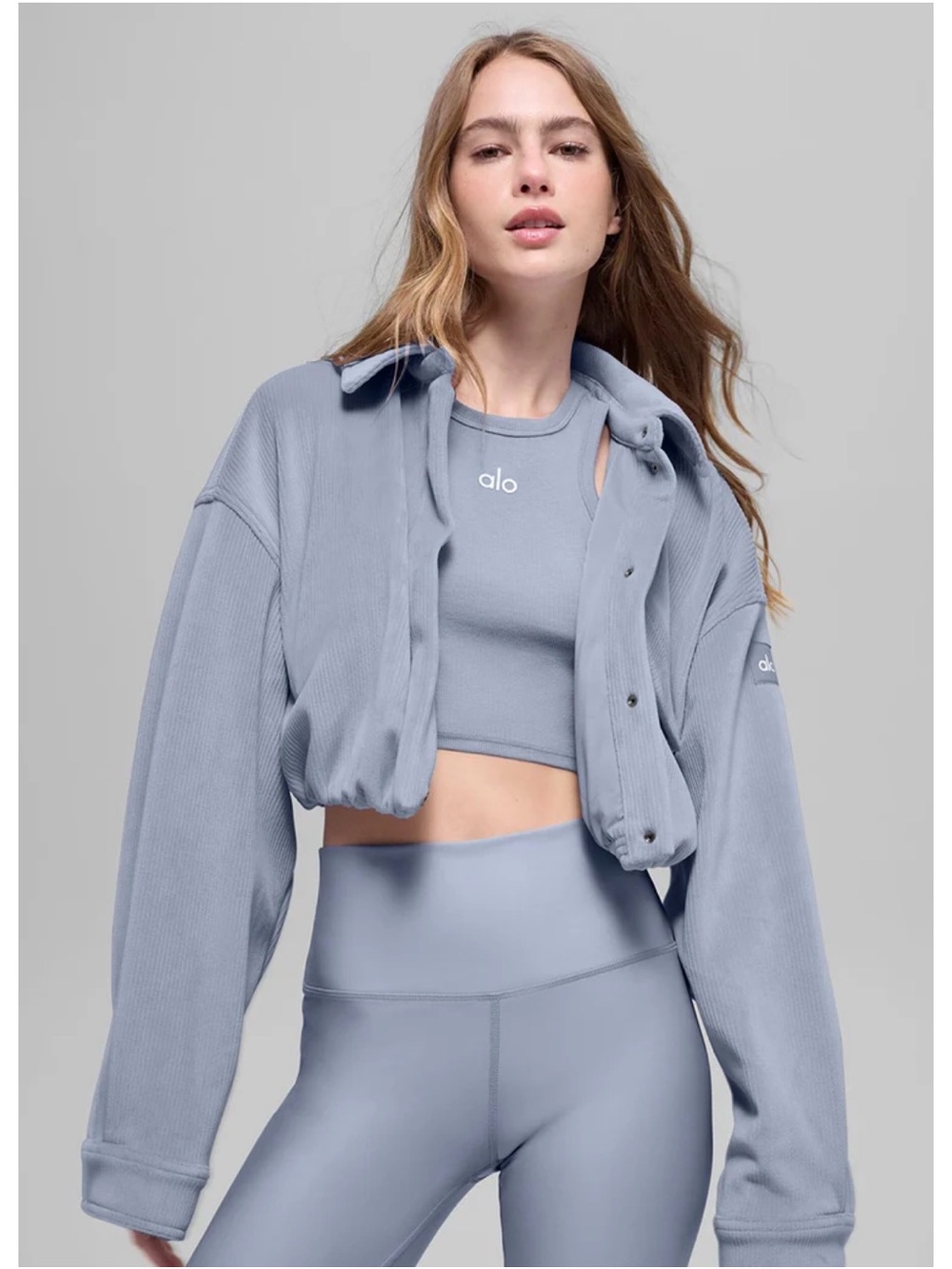 ALO Yoga Ribbed Velour Cropped Mountain Side Jacket